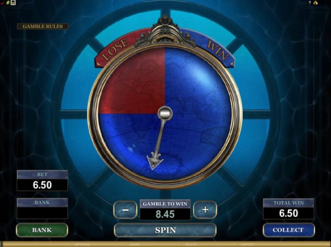 here is an example of the gamble feature with the neddle landing in the win zone. - Free Slots 247