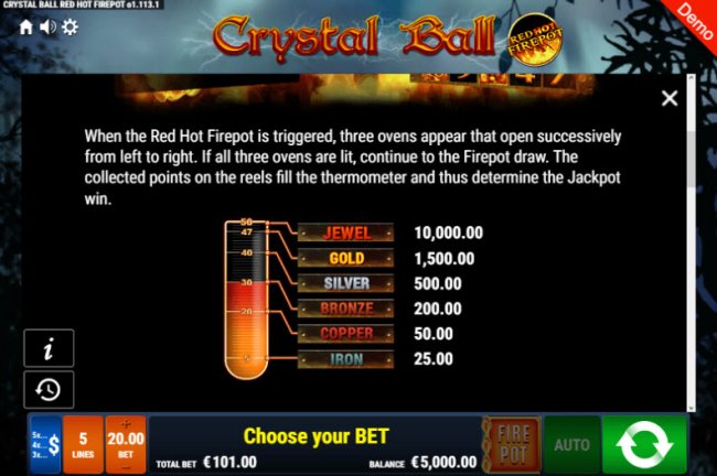 Crystal Ball Red Hot Fire Pot by Free Slots 247