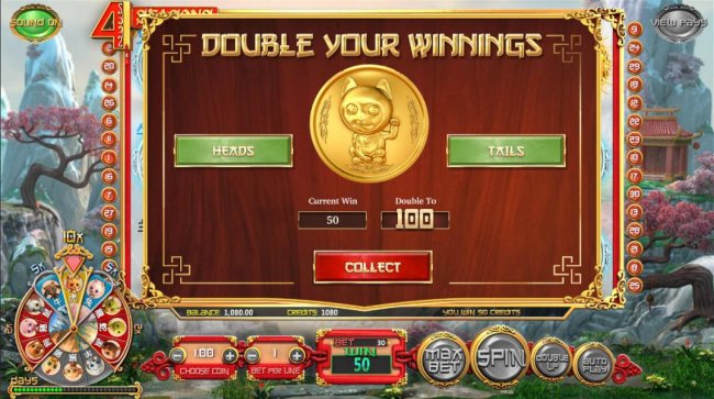 Play the Double Up feature for a chance to double your winnings. Pick heads or tails to see if you can double your winnings. by Free Slots 247