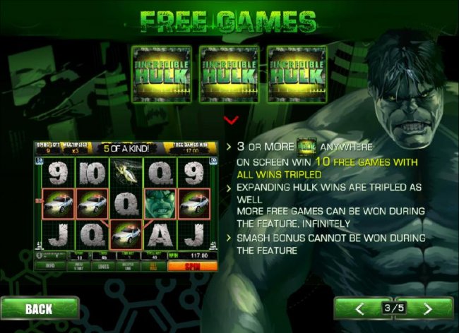 3 or more incredible hulk symbols anywhere on screen wins 10 free games - Free Slots 247