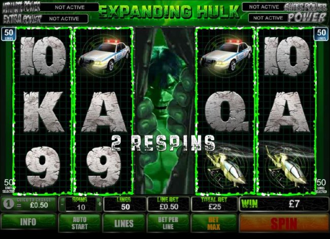 The Incredible Hulk 50 Lines by Free Slots 247