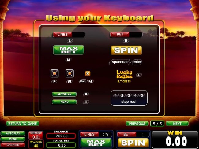 Free Slots 247 - using your keyboard with the slot game