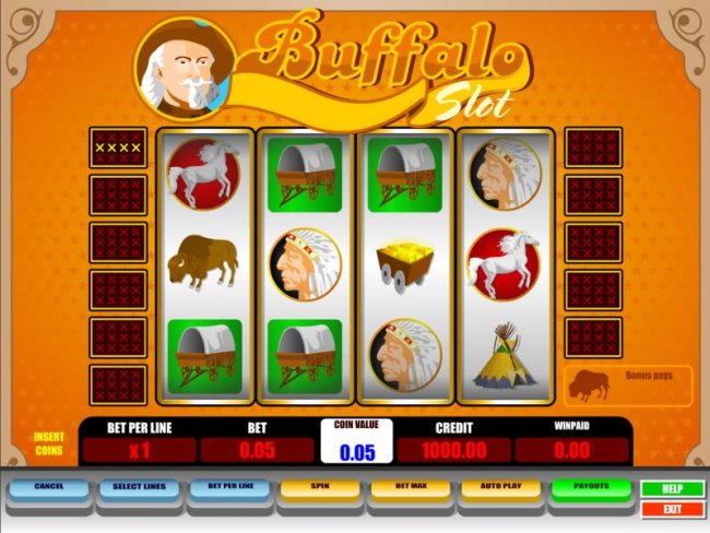 Free Slots 247 - main game board featuring four reels and eleven paylines