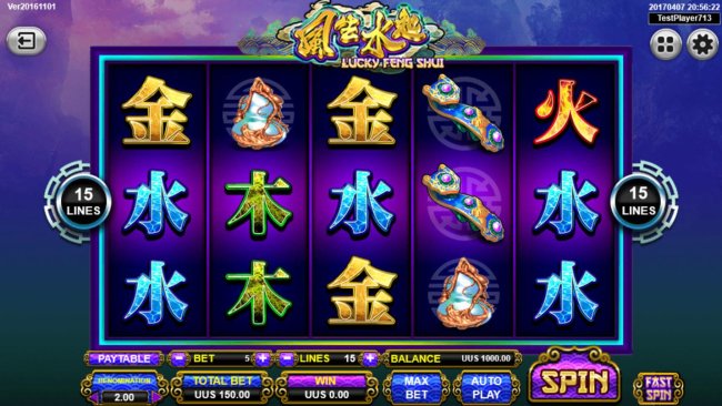Main game board featuring five reels and 15 paylines with a $300,000 max payout. - Free Slots 247