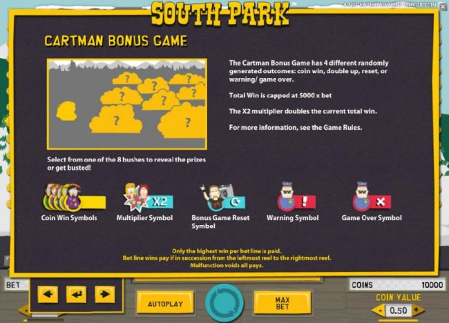 Free Slots 247 - the cartman bonus game has 4 different randomly generated outcomes