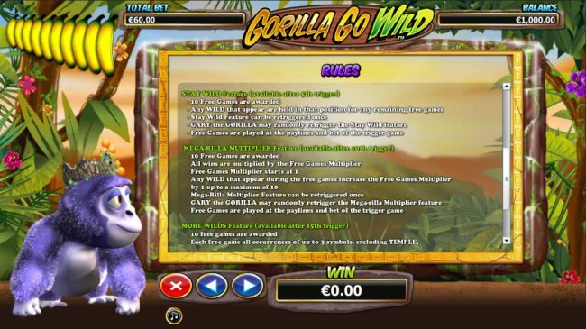 Stay Wild Feature Rules and Mega-Rilla Multiplier Feature - Free Slots 247