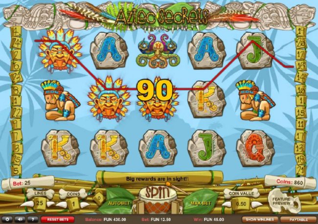 Free Slots 247 - Three of a Kind triggers a 90 coin big win!