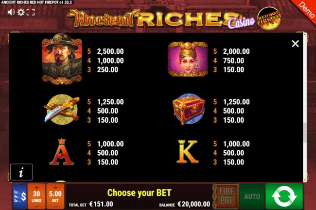 Ancient Riches Casino Firepot screenshot