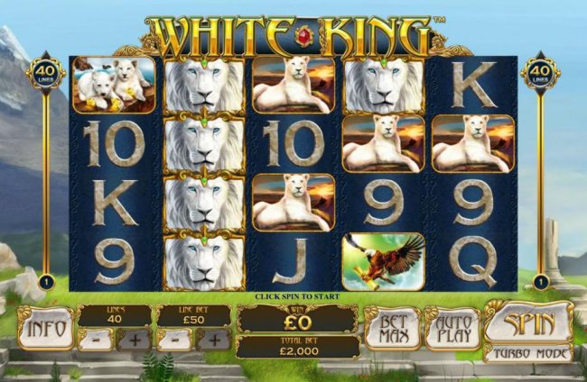 Free Slots 247 - Main game board featuring five reels and 40 paylines with a $50,000 max payout