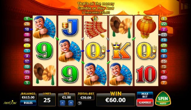 Free Slots 247 - Three winning paylines triggers a $60 payout