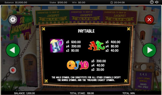 Low Value Symbols Paytable by Free Slots 247