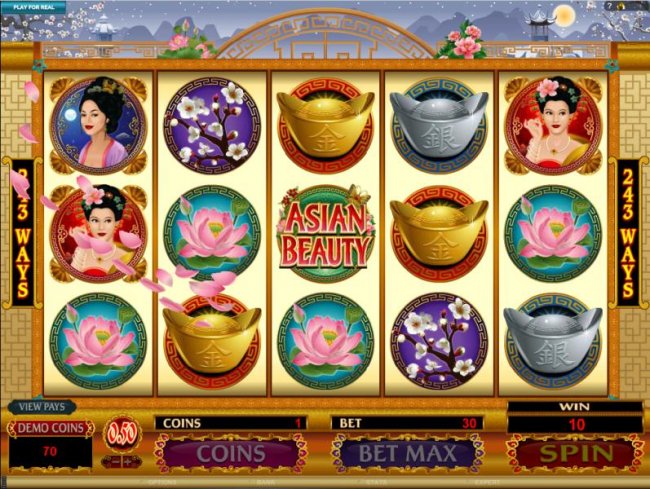 Free Slots 247 - mirror bonus triggered. notice the pink flower petals floating across the game board