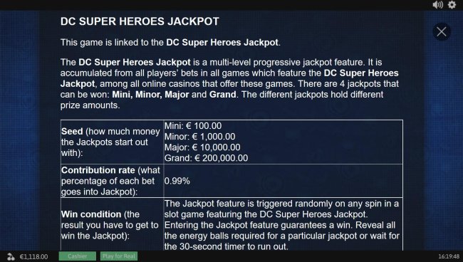 DC Super Heroes Jackpot Rules - Free Slots 247