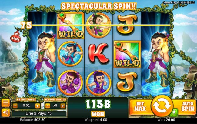 Stacked wilds on reels 1 and 5 triggers a 1158 coin payout. - Free Slots 247