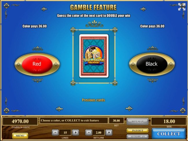Gamble Feature - To gamble any win press Gamble then select Red or Black. - Free Slots 247