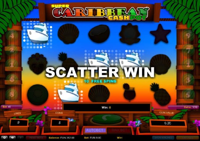 Four yacht scatter symbols triggers 10 free spins - Free Slots 247
