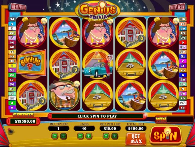 Main game board featuring five reels and 40 paylines with a Jackpot max payout by Free Slots 247