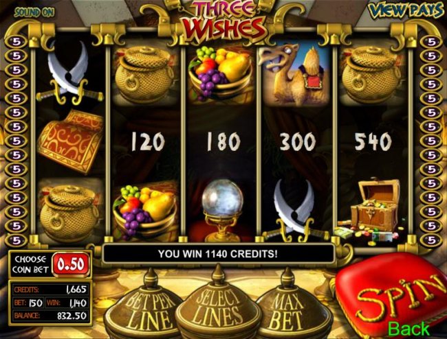 magic carpet feature triggered - you win 1140 credits - Free Slots 247
