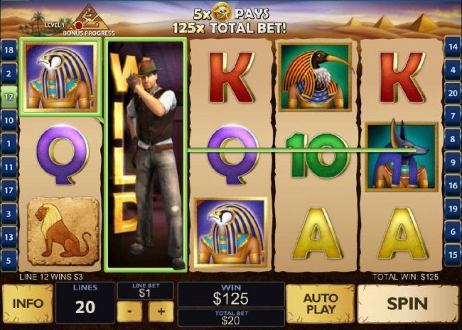expanding wild triggers a 125 coin jackpot by Free Slots 247