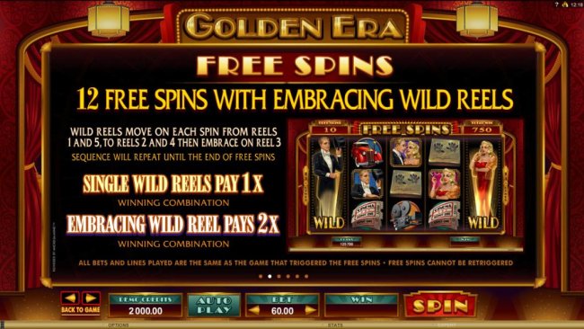 Free Spins - 12 Free Spins with embracing Wild Reels by Free Slots 247