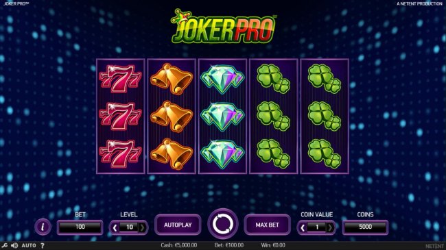 Free Slots 247 - A joker themed main game board featuring five reels and 10 paylines with a $1,000,000 max payout