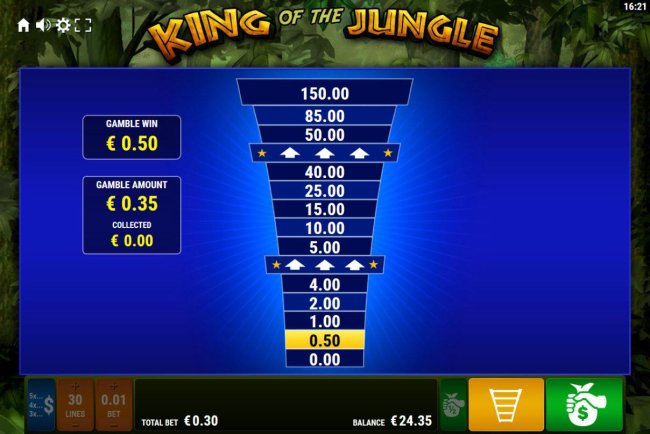 Ladder Gamble Feature Game Board available after every winning spin. - Free Slots 247