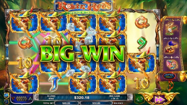 34 winning combinations triggered during the free games feature. by Free Slots 247
