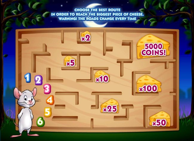 Choose the best route in order to reach the biggest piece of cheese. - Free Slots 247