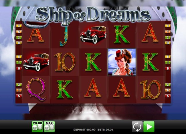 Main game board featuring five reels and 10 paylines with a $20,000 max payout. by Free Slots 247