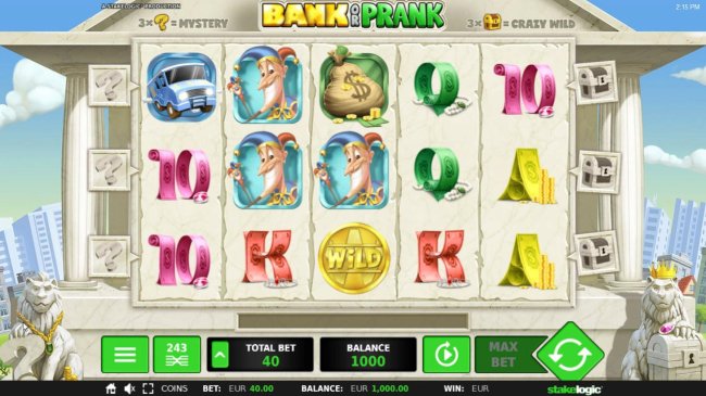 Free Slots 247 - Main game board featuring five reels and 243 winning ways with a $72,900 max payout.