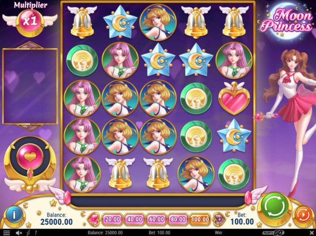 Free Slots 247 - Main game board featuring five reels and 20 paylines with a $500,000 max payout.