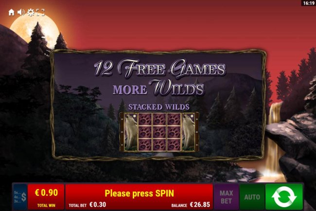 12 free spins with more wilds awarded by Free Slots 247