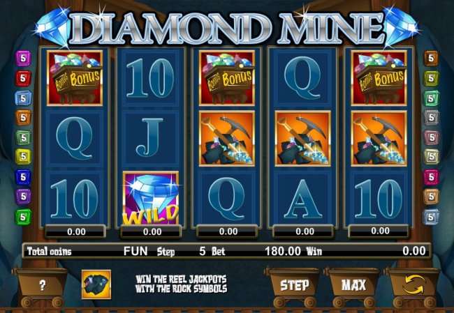 Main game board featuring five reels and 18 paylines with a $62,500 max payout. by Free Slots 247