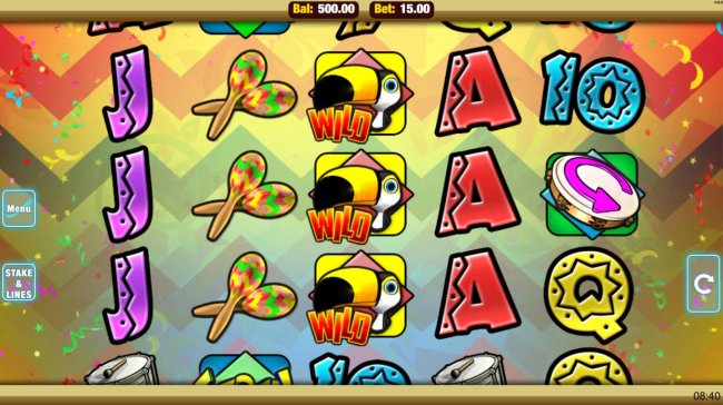 Main game board featuring five reels and 15 paylines with a $7,500 max payout. by Free Slots 247