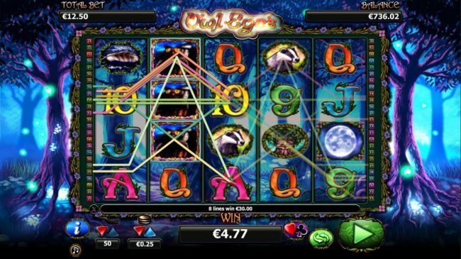 A big win triggered by multiple winning paylines - Free Slots 247