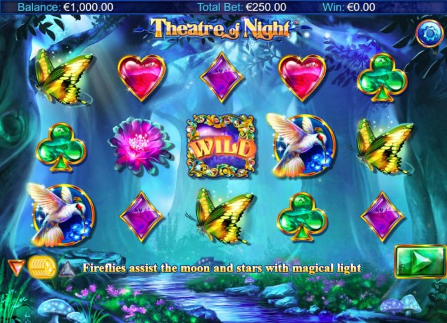 A woodland fairy fantasy themed main game board featuring five reels and 10 paylines with a $18,750 max payout. by Free Slots 247