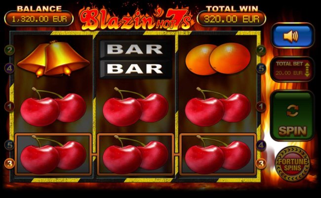 Free Slots 247 - Cherry Win Streak Bonus triggers a pair of winning paylines leading to a 320.00 payout.