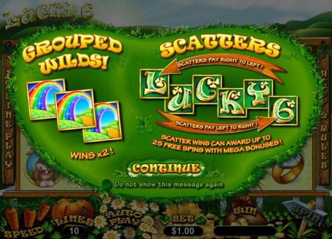 game features include Grouped Wilds! Wins x2! Scatters pay left to right and right to left. Scatter wins can award up to 25 free spins with mega bonuses! - Free Slots 247