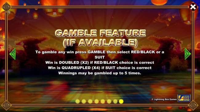 Free Slots 247 - Gamble Rules - To gamble any win, press GAMBLE, then select RED/BLACK or a SUIT.