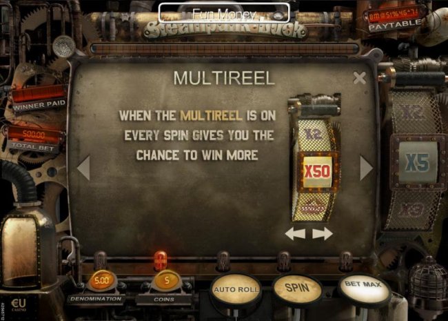 Multireel - When the Multireel is on every spin gives you the chance to win more. - Free Slots 247