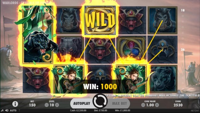 Free Slots 247 - A 1000 coin payout triggered by a Four of a Kind.
