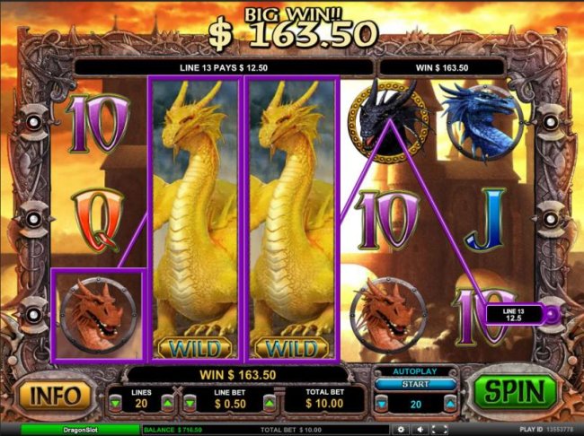 stacked wilds trigger a 163.50 coin jackpot payout by Free Slots 247