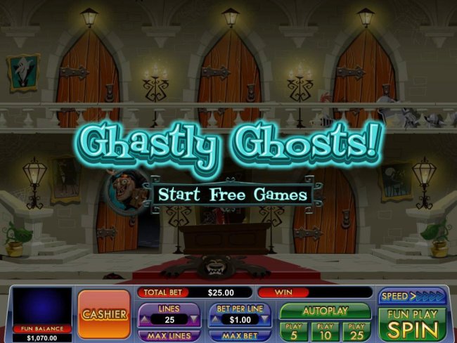 Free Slots 247 - Pick Bonus feature play ends when a selected door reveals a ghost.