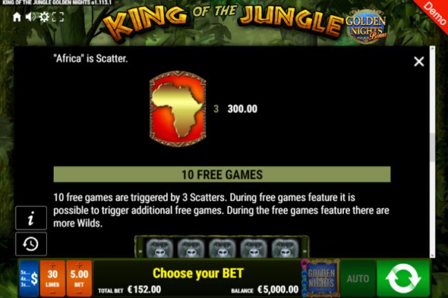 King of the Jungle Golden Nights Bonus screenshot