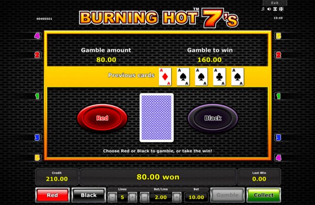 Red or Black Gamble feature by Free Slots 247