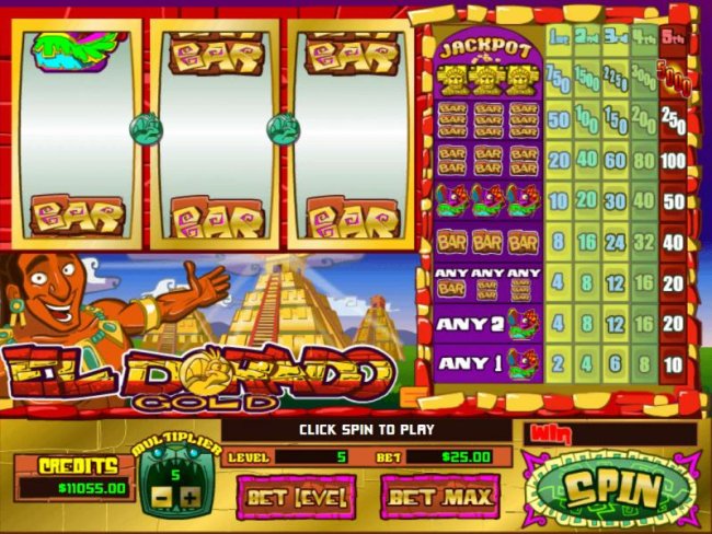 Free Slots 247 - Main game board featuring three reels and 1 payline with a $5,000 max payou
