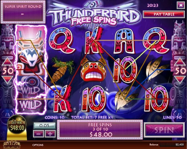 Free Slots 247 - Stacked wild symbol on reel 1 triggers multiple winning paylines during the Free Spins feature.