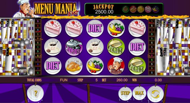 Free Slots 247 - Main game board featuring five reels and 26 paylines with a $62,500 max payout.