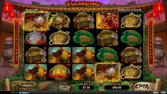 Free Slots 247 - God of Wealth and Dragon Pearl scatters trigger winning combinations.