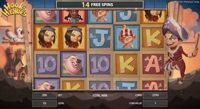 Free Slots 247 - Pirate feature game board featuring 15 free spins.